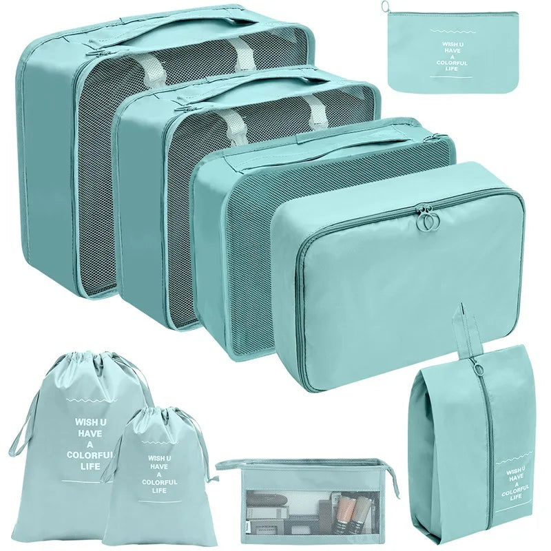 PackWunder Travel Organiser Set 7/8/9/10 Pieces | Foldable Suitcase Organiser | For Clothing, Shoes and Accessories