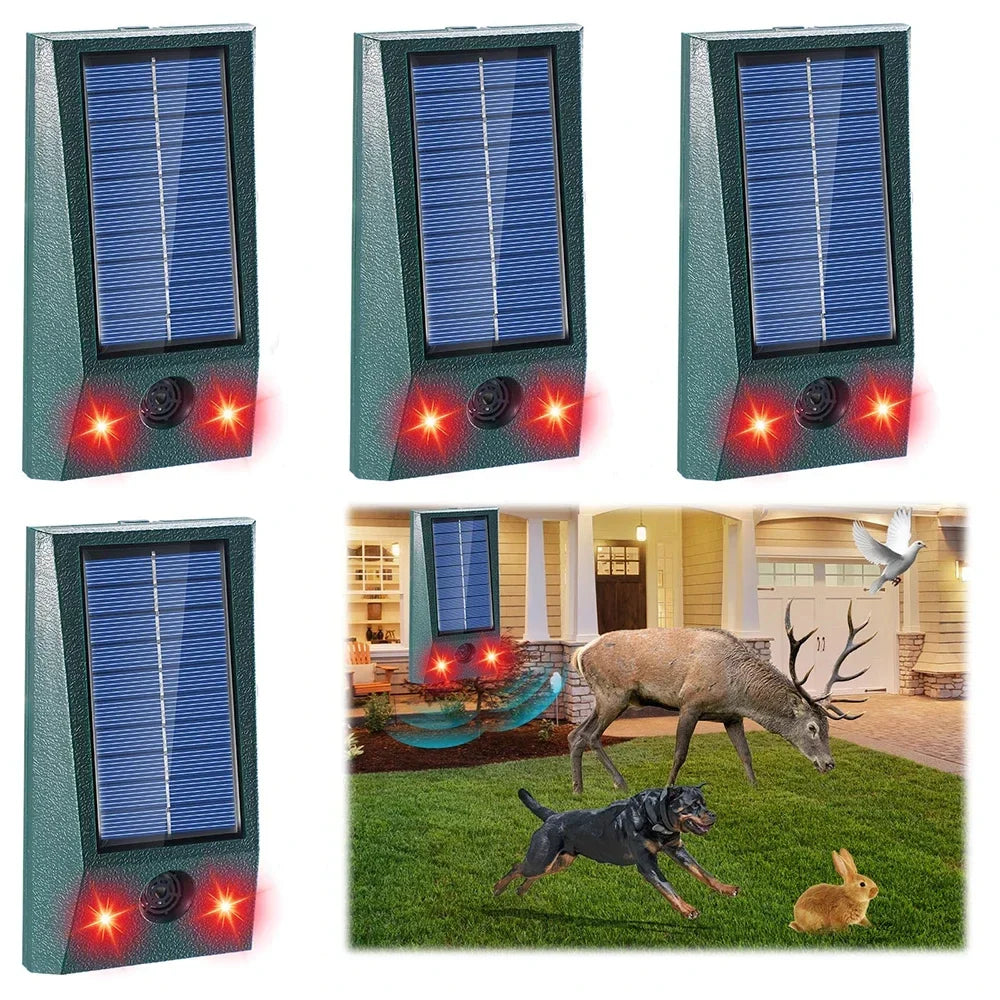 SolarGuardix Solar Ultrasonic Bird Repeller | With LED and Motion Sensor | IP58 Waterproof | 600 m² Coverage