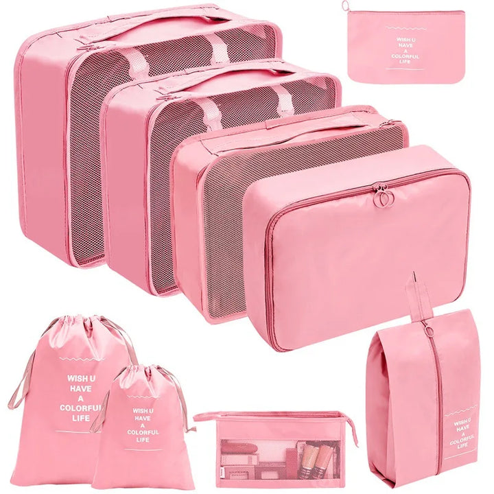 PackWunder Travel Organiser Set 7/8/9/10 Pieces | Foldable Suitcase Organiser | For Clothing, Shoes and Accessories