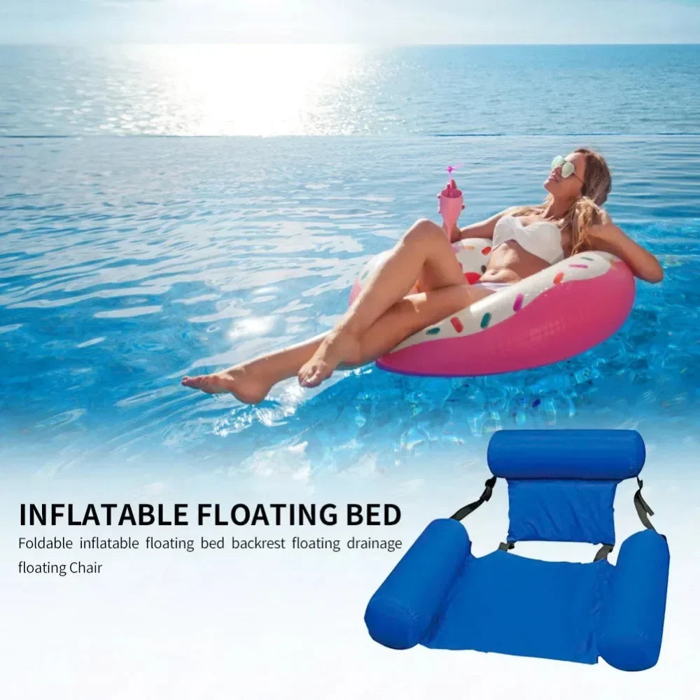 Luxury Inflatable Water Chair with Backrest - Floating Chair for Pool and Lake