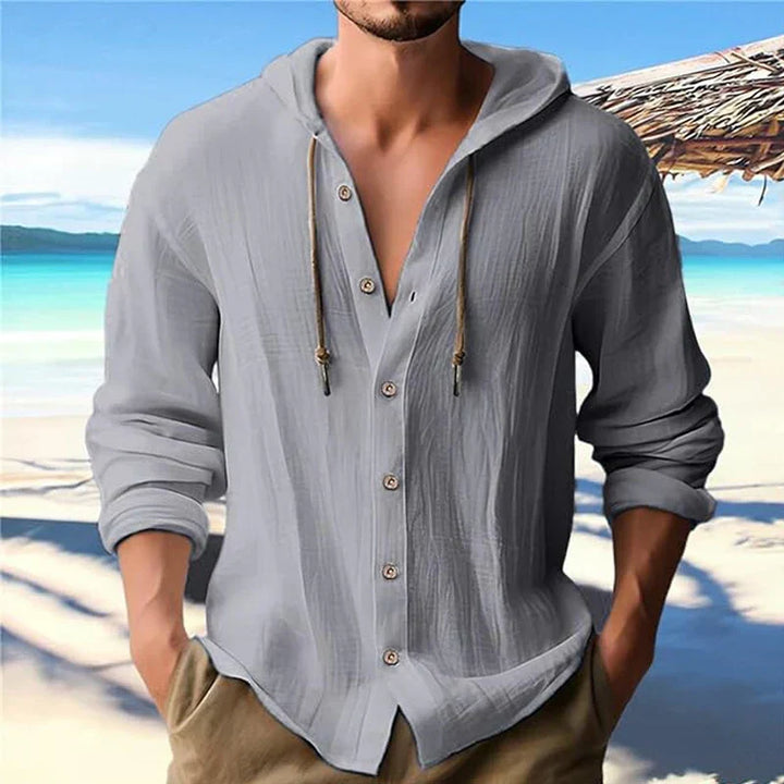 Breathable & Light Linen Men's Hooded Shirt – Malik