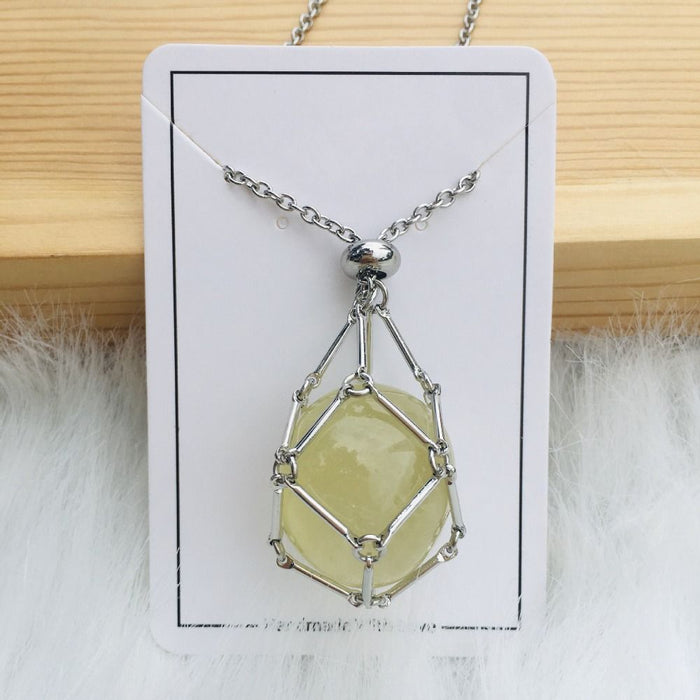 Necklace with interchangeable crystal stone for radiant style and harmony.