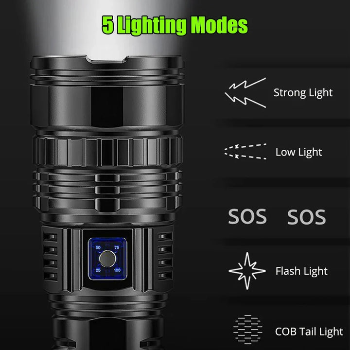 Rechargeable 10000 Lumen LED Flashlight – Striker