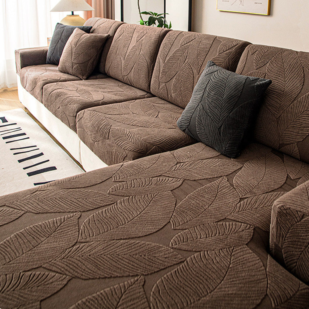 Modern Leaf Jacquard Waterproof Anti-Scratch Stretch Full Wrap Sofa Co