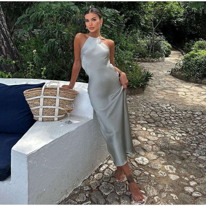 Sleeveless Maxi Dress with Satin Belt