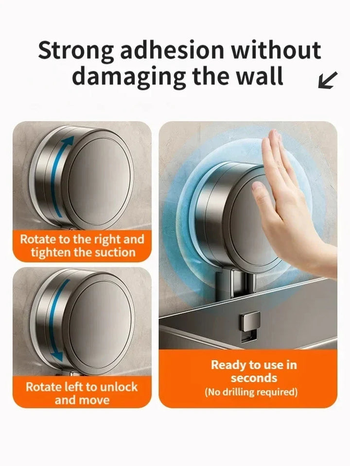 Bathroom Shelf with Suction Cup | No Drilling | Draining Rack