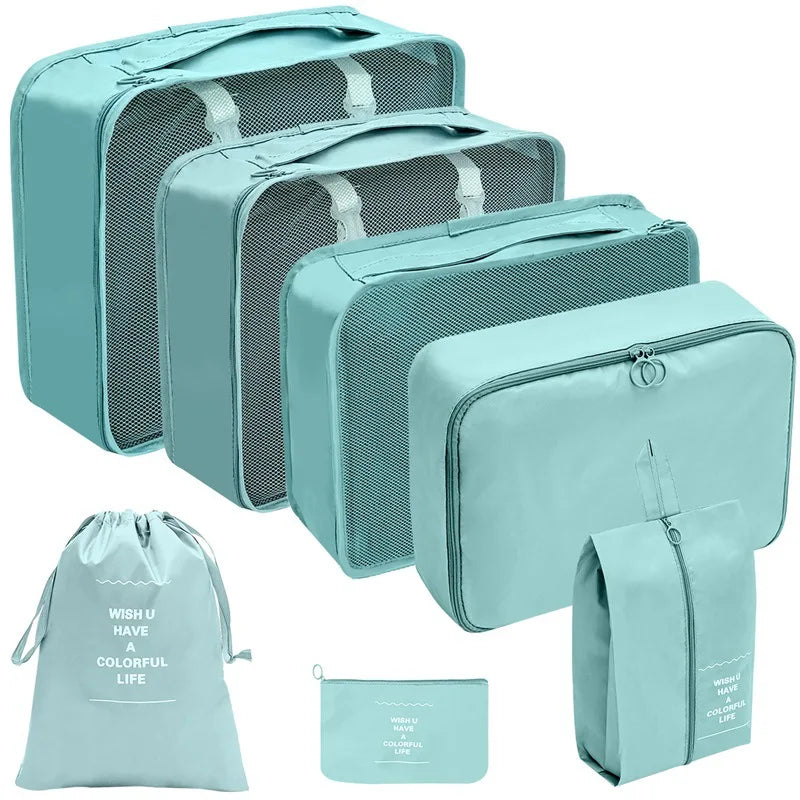 PackWunder Travel Organiser Set 7/8/9/10 Pieces | Foldable Suitcase Organiser | For Clothing, Shoes and Accessories