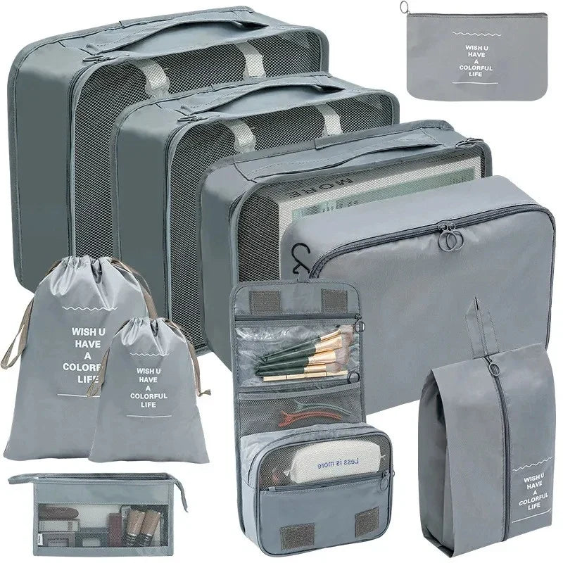 PackWunder Travel Organiser Set 7/8/9/10 Pieces | Foldable Suitcase Organiser | For Clothing, Shoes and Accessories