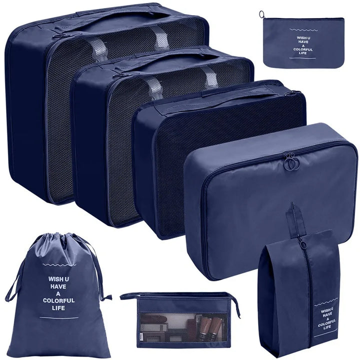 PackWunder Travel Organiser Set 7/8/9/10 Pieces | Foldable Suitcase Organiser | For Clothing, Shoes and Accessories