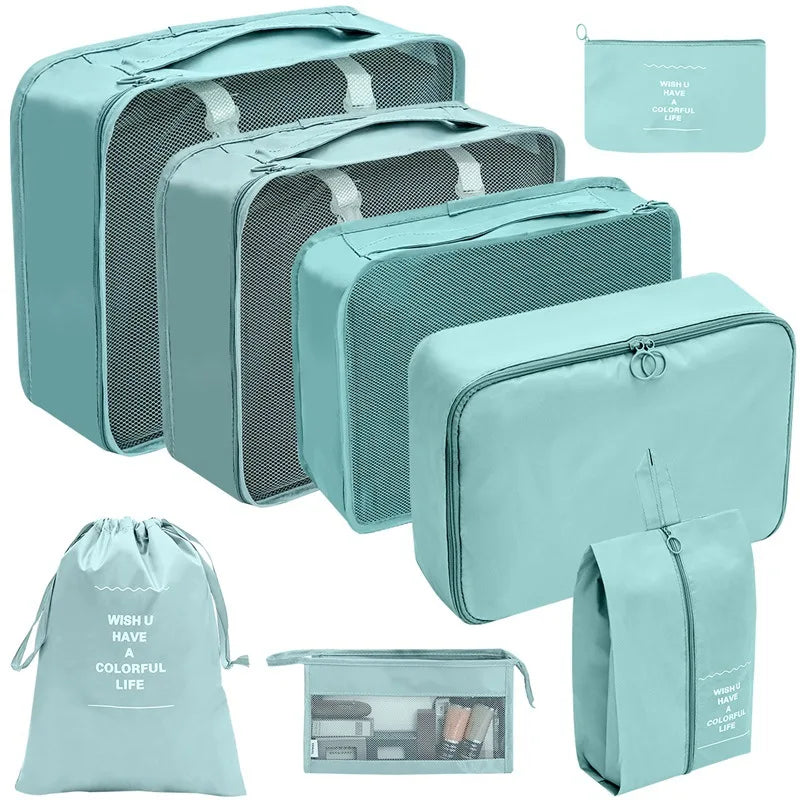 PackWunder Travel Organiser Set 7/8/9/10 Pieces | Foldable Suitcase Organiser | For Clothing, Shoes and Accessories