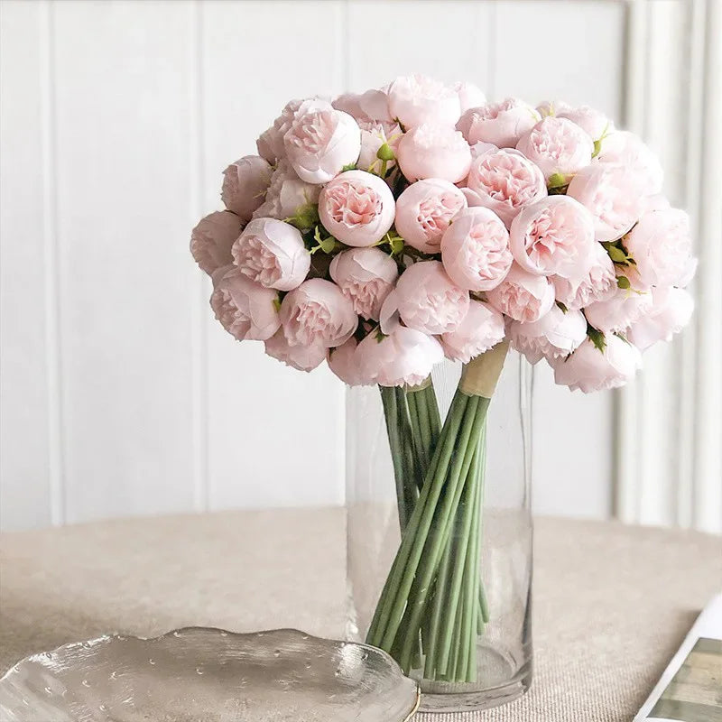 Lyra Romantic Silk Peony Bouquet with 27 Realistic Flowers