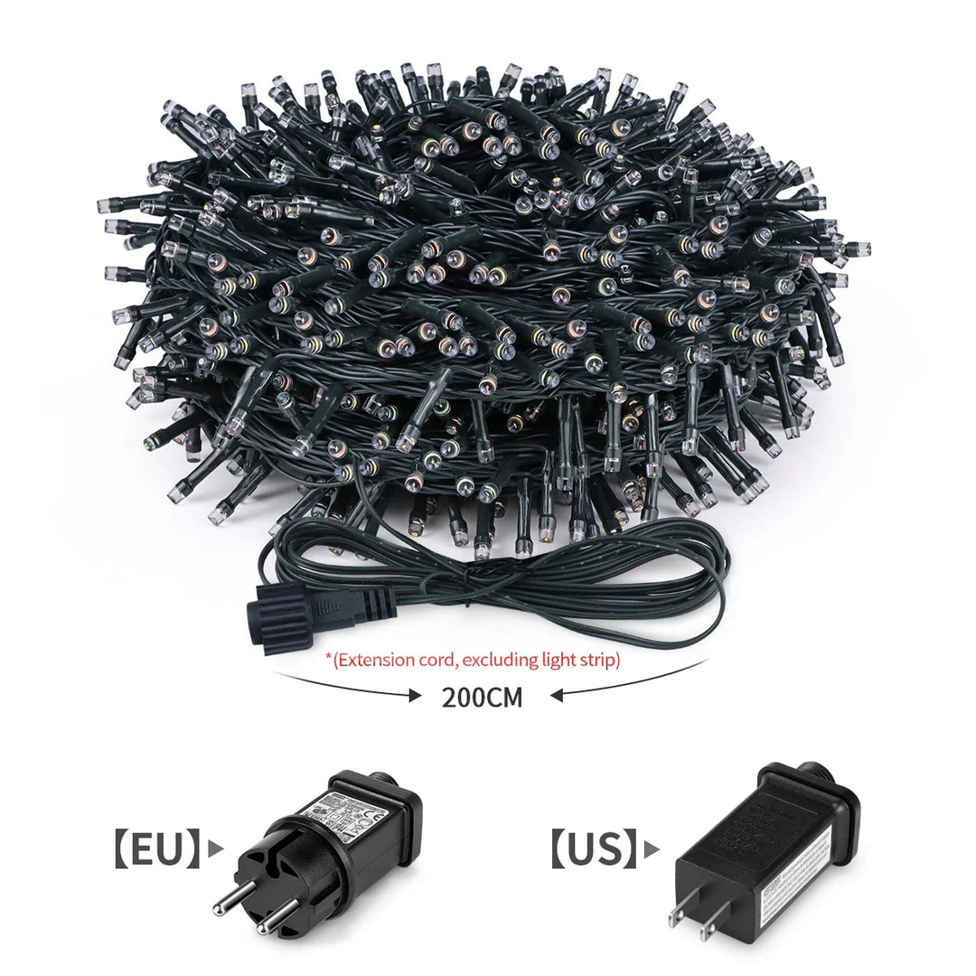 LuminaraX | 24V Outdoor LED Fairy Light Chain | 8 Lighting Modes | IP65 Waterproof | 10–100 m | For Garden, Home and Christmas Decorations