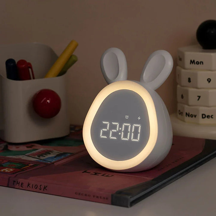 BunniGlow Bunny-Shaped Children's Alarm Clock with LED Night Light