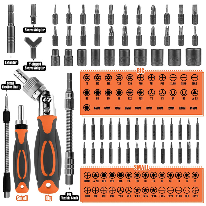 68-in-1 Ratchet Screwdriver Set with Magnetic Bits & Extension Bar – FortiDrive