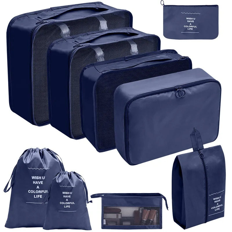 PackWunder Travel Organiser Set 7/8/9/10 Pieces | Foldable Suitcase Organiser | For Clothing, Shoes and Accessories