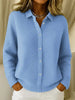 Women's Knitted Polo Sweater with Texture, Collar and Button Fastening