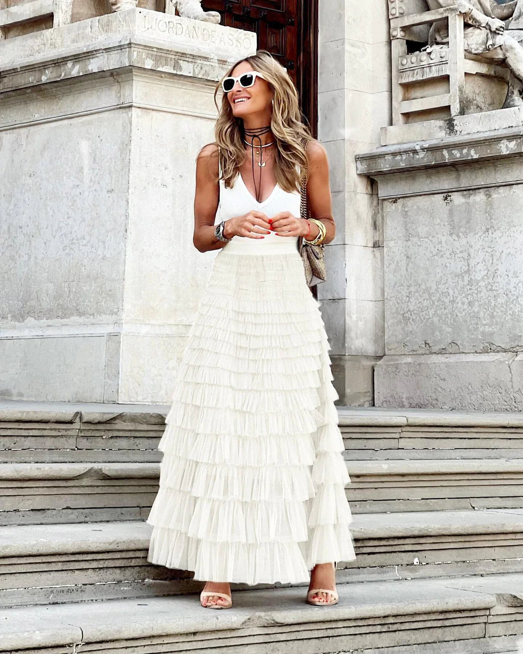Tulle Maxi Skirt with Elastic Waistband