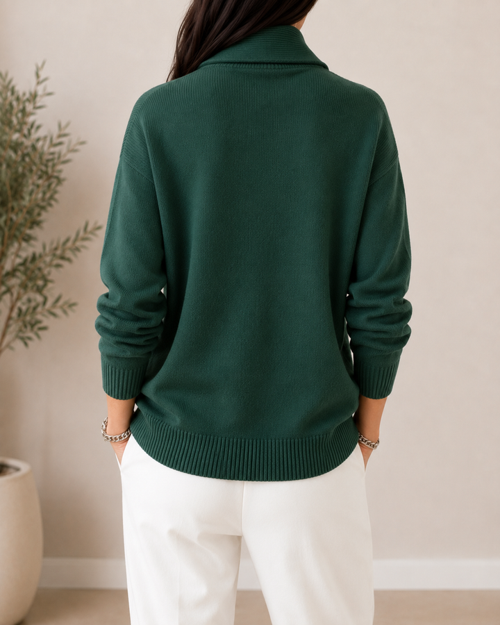 Soft Women's Sweater with Shawl Collar and Long Sleeves