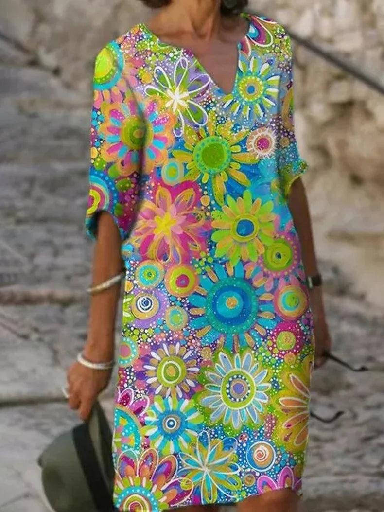V-neck floral dress