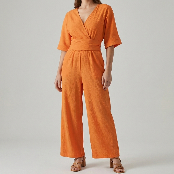Slimming V-neck Waist-cinching Chic Jumpsuit