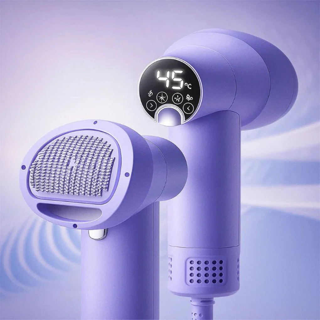 2‑in‑1 Quiet Pet Dryer & Brush