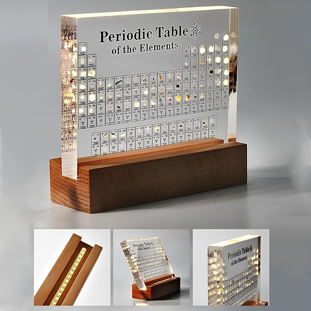 Illuminated Periodic Table with Real Elements - Elementa
