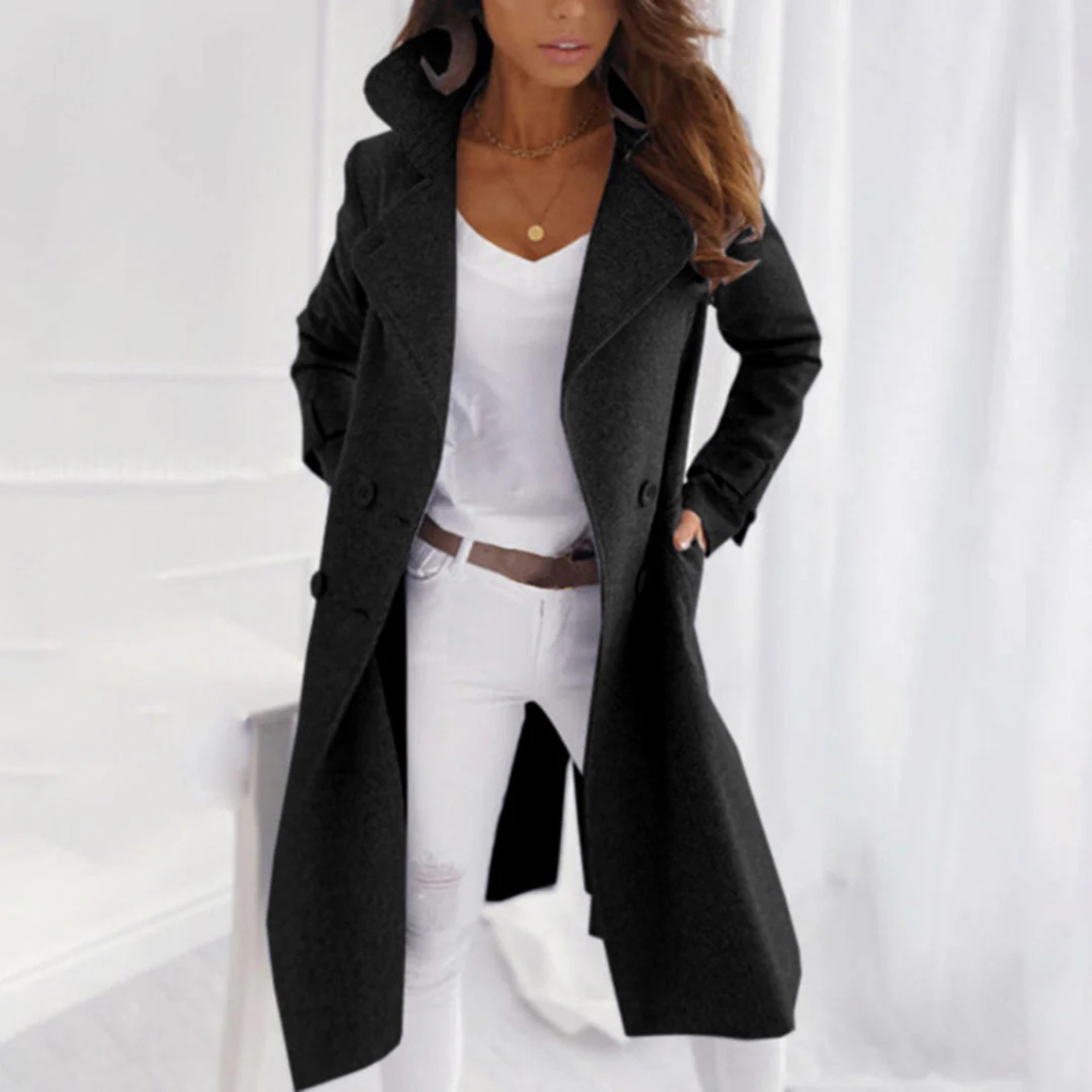 Modern Coat with Turn-Down Collar