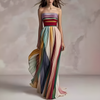 Women's Backless Striped Tube Top Maxi Dress