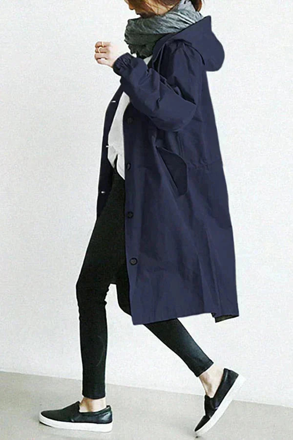 Oversized Waterproof Hooded Trench Coat