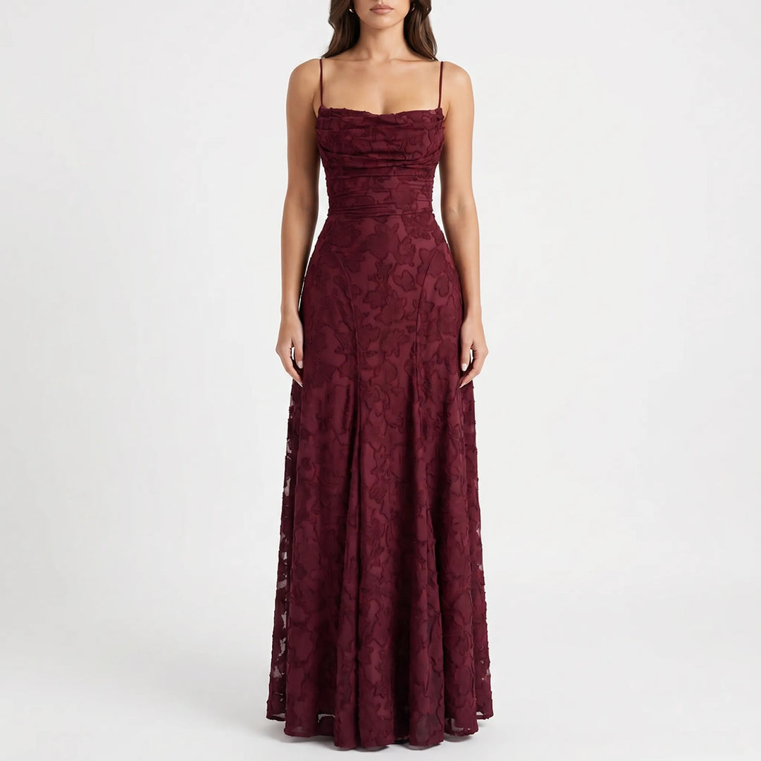 VelournaFloral Lace Maxi Evening Dress