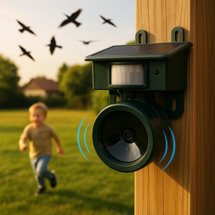 Bird Repeller | Solar-Powered Motion Sensor | Animal-Friendly Hawk Sounds