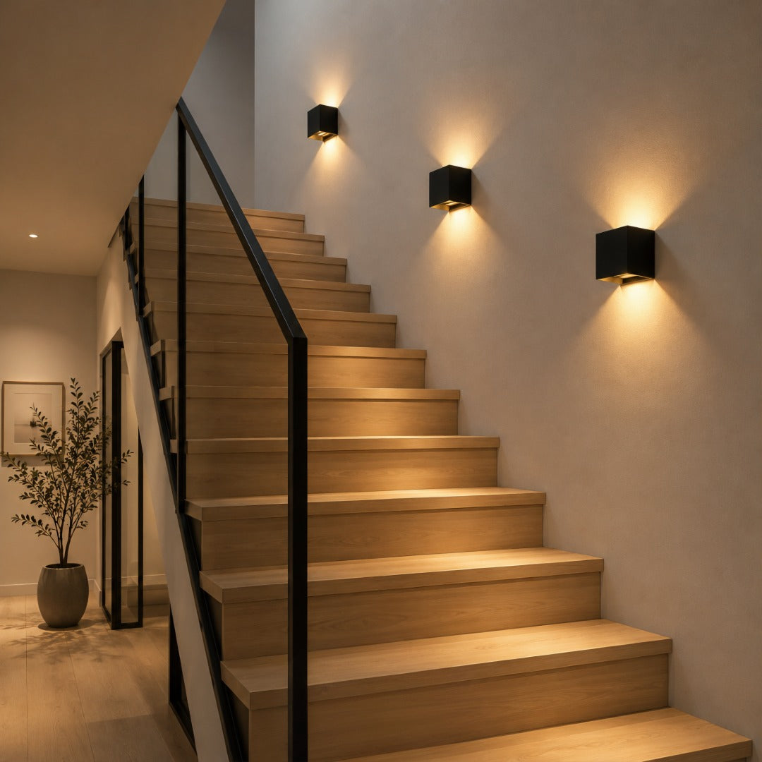 Luxe cordless wall light | square sensor light | aluminum 10 x 10 cm