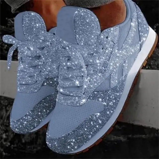 Women's Glitter Sneakers with Sporty Comfort - Leona