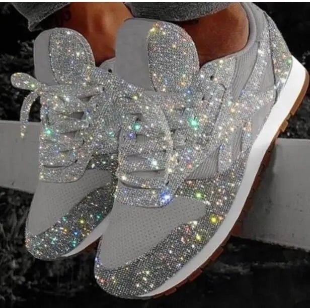 Women's Glitter Sneakers with Sporty Comfort - Leona