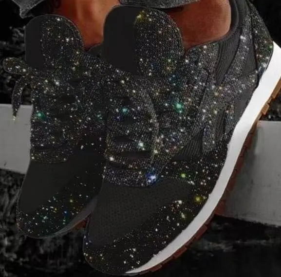 Women's Glitter Sneakers with Sporty Comfort - Leona