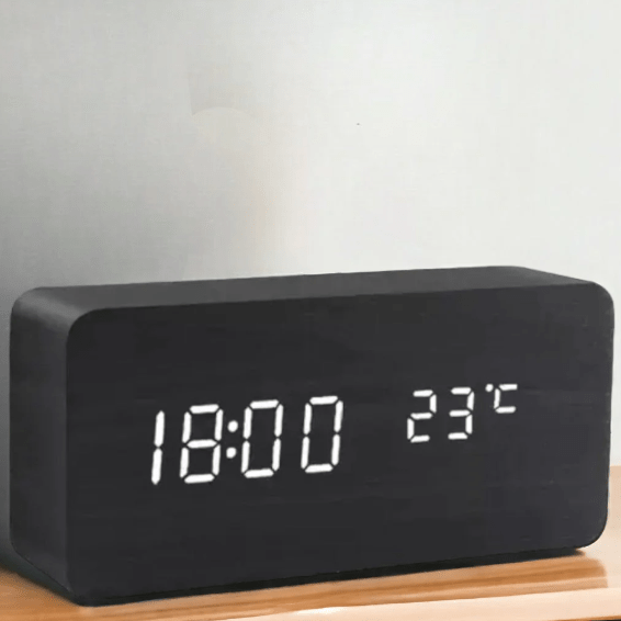 Elegant LED wooden clock with voice control