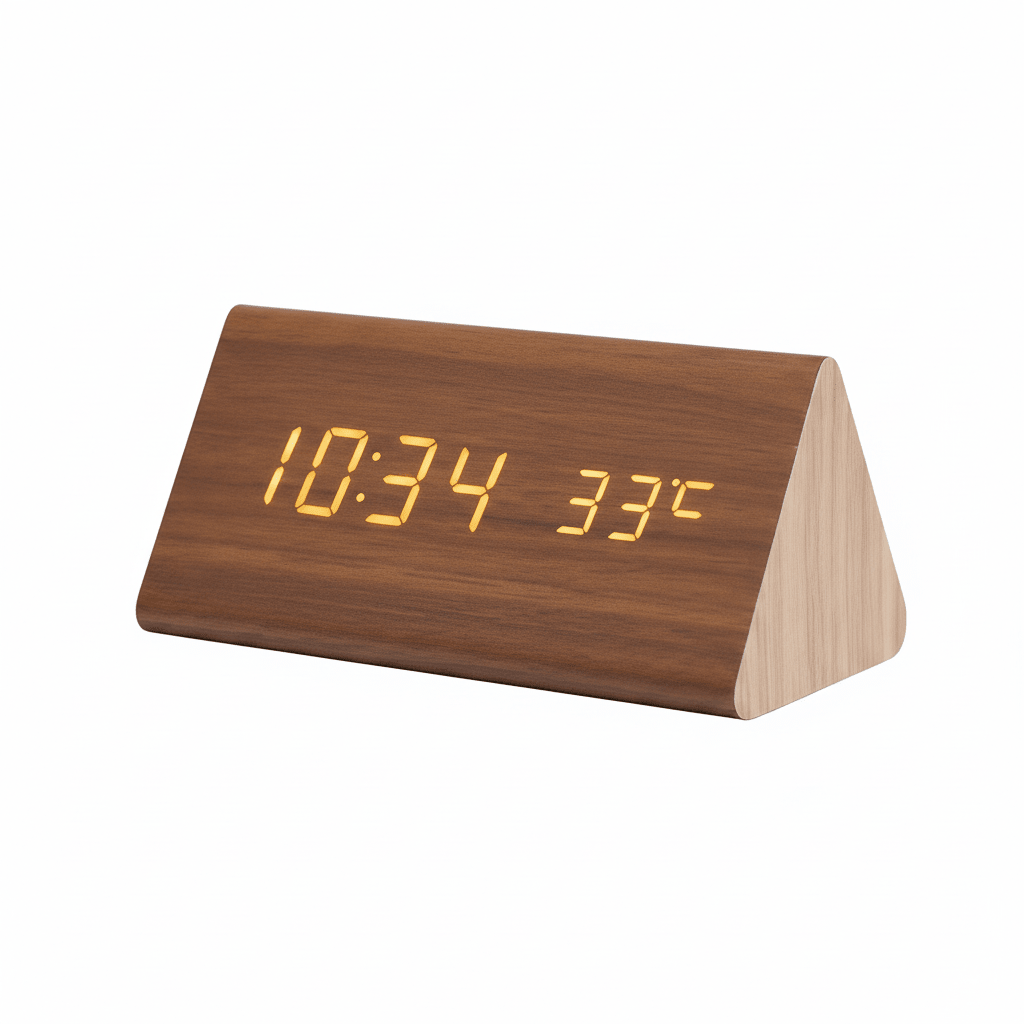 Elegant LED wooden clock with voice control