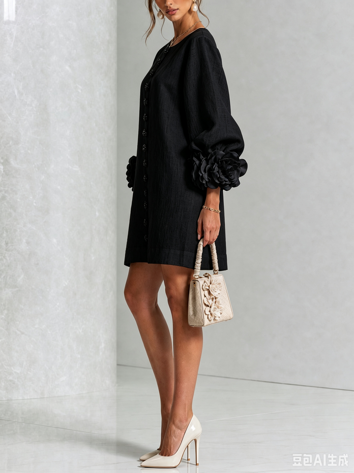 Boryana Colorful Mini Dress with Eye-Catching Ruffled Cuffs