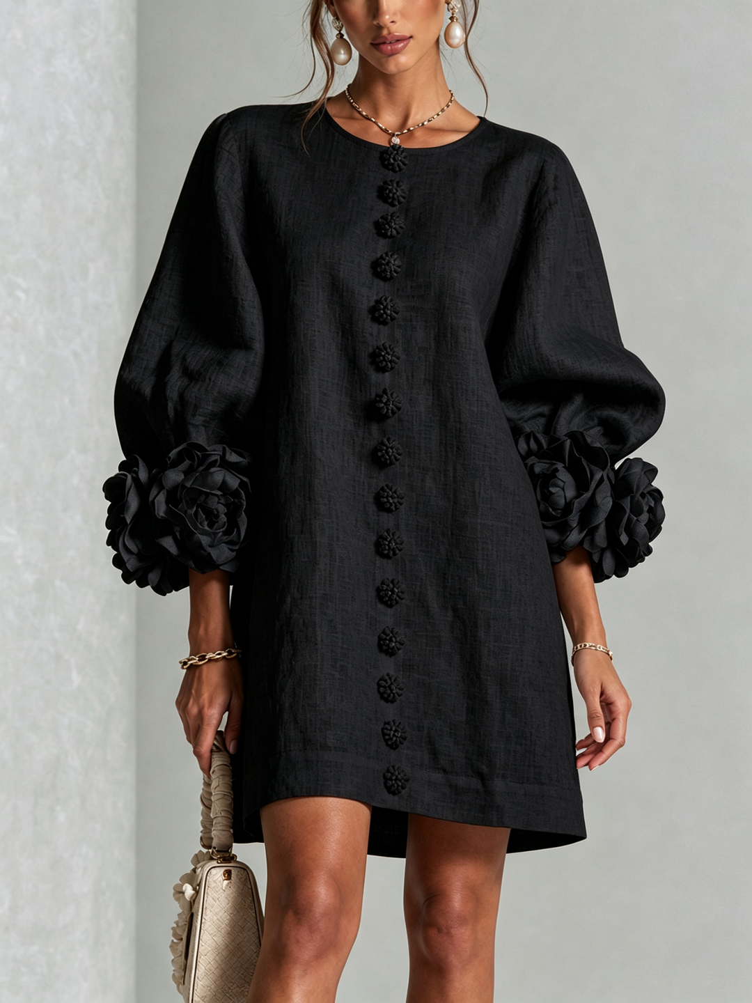 Boryana Colorful Mini Dress with Eye-Catching Ruffled Cuffs
