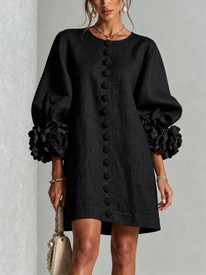 Boryana Colorful Mini Dress with Eye-Catching Ruffled Cuffs
