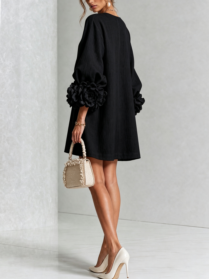 Boryana Colorful Mini Dress with Eye-Catching Ruffled Cuffs