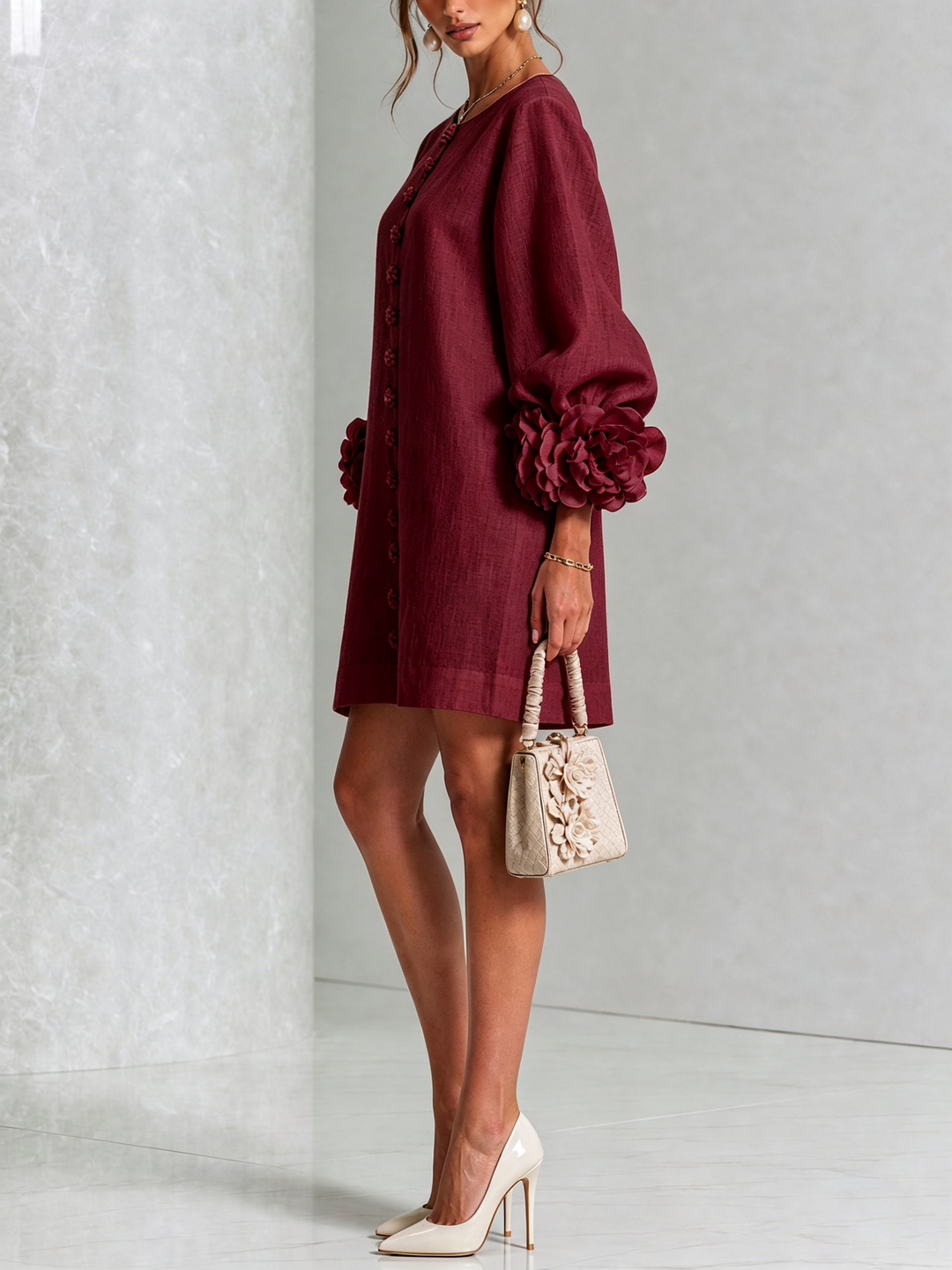 Boryana Colorful Mini Dress with Eye-Catching Ruffled Cuffs