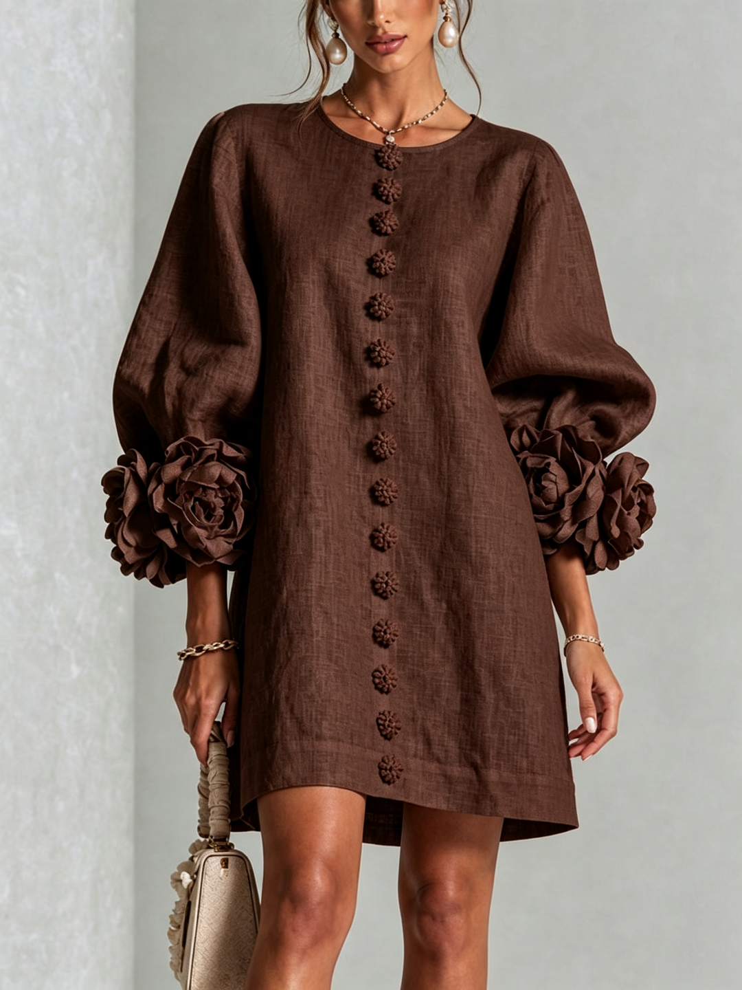 Boryana Colorful Mini Dress with Eye-Catching Ruffled Cuffs