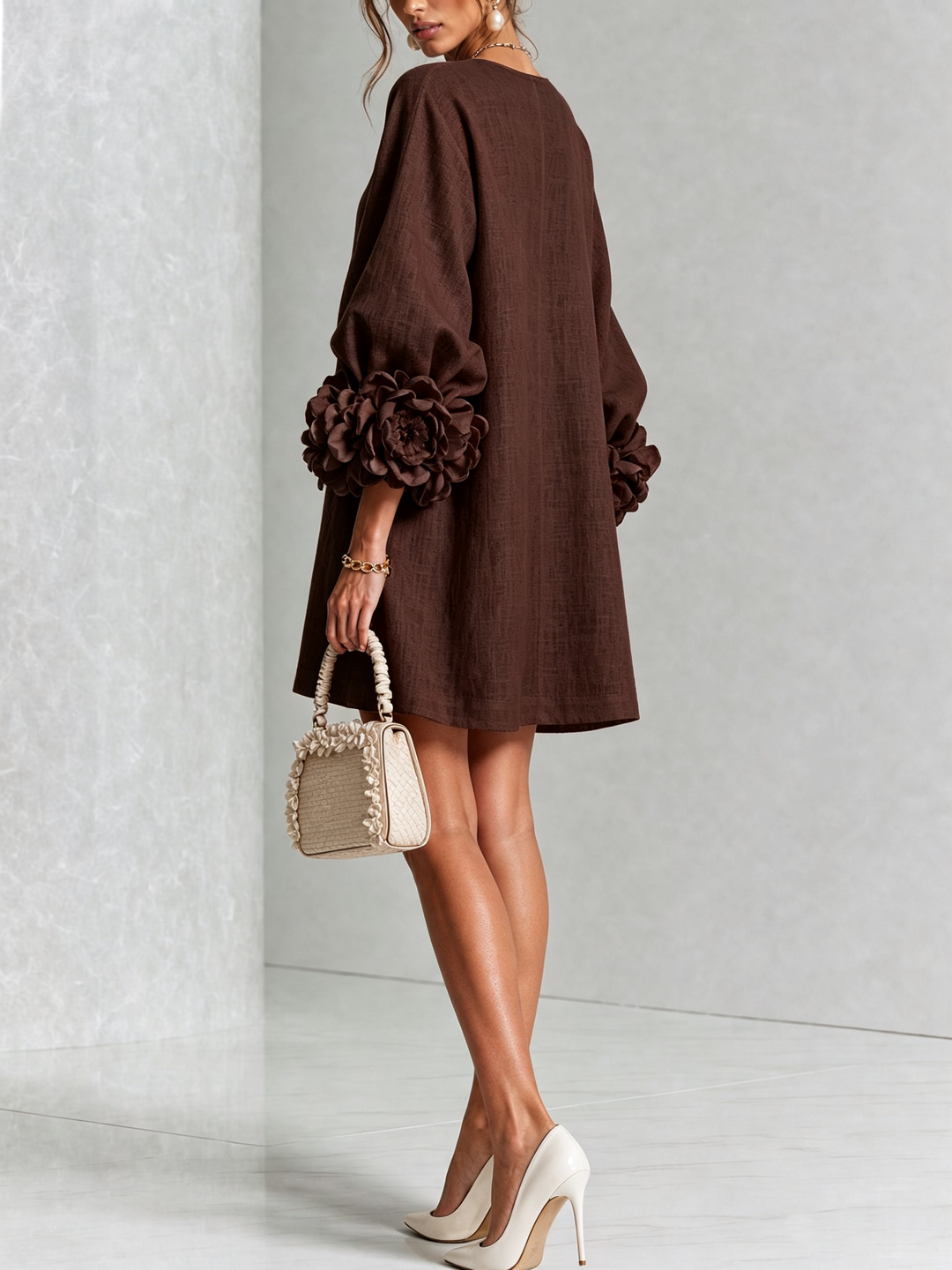 Boryana Colorful Mini Dress with Eye-Catching Ruffled Cuffs