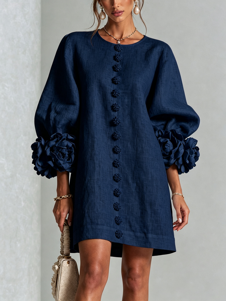 Boryana Colorful Mini Dress with Eye-Catching Ruffled Cuffs