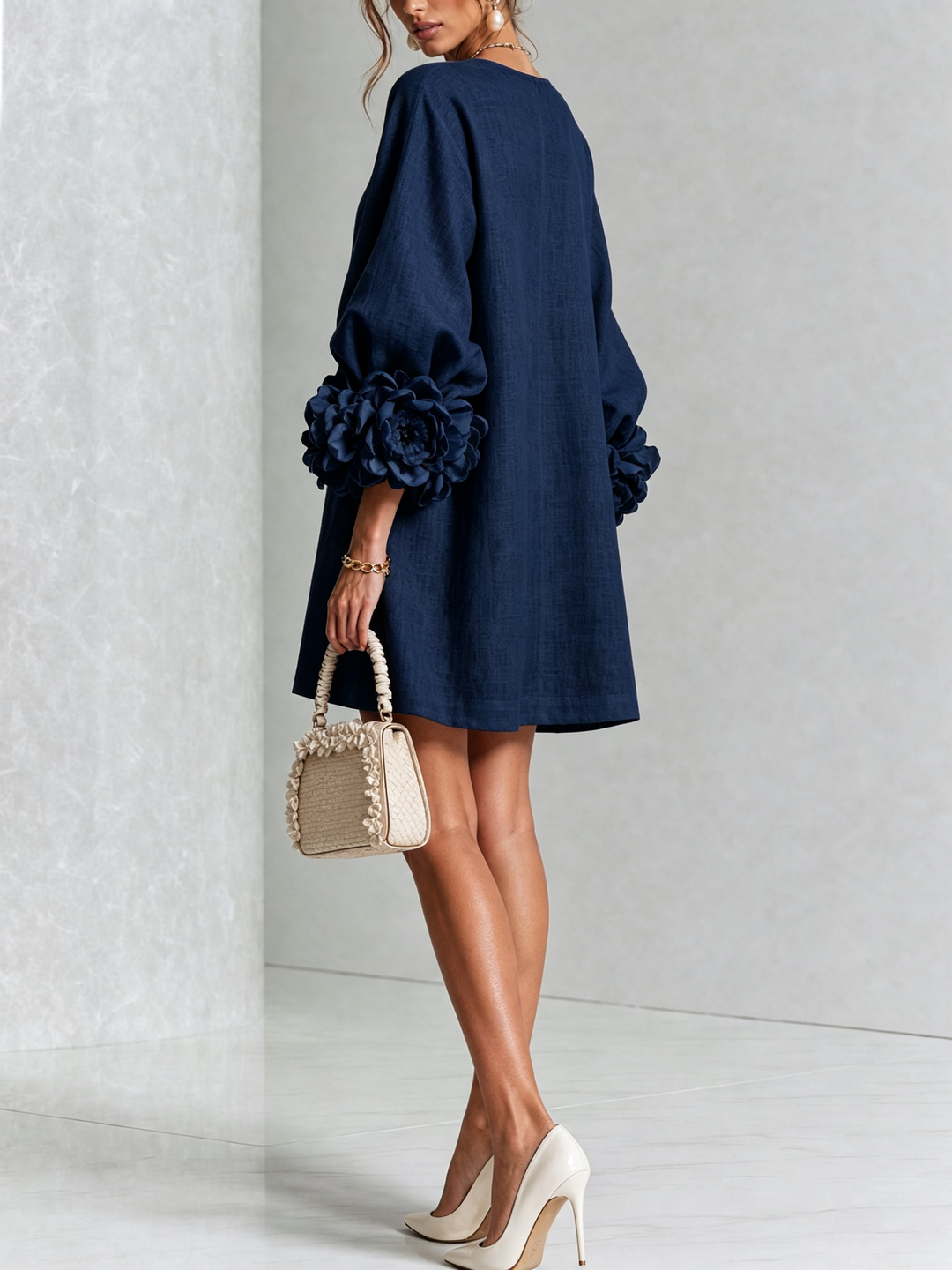 Boryana Colorful Mini Dress with Eye-Catching Ruffled Cuffs