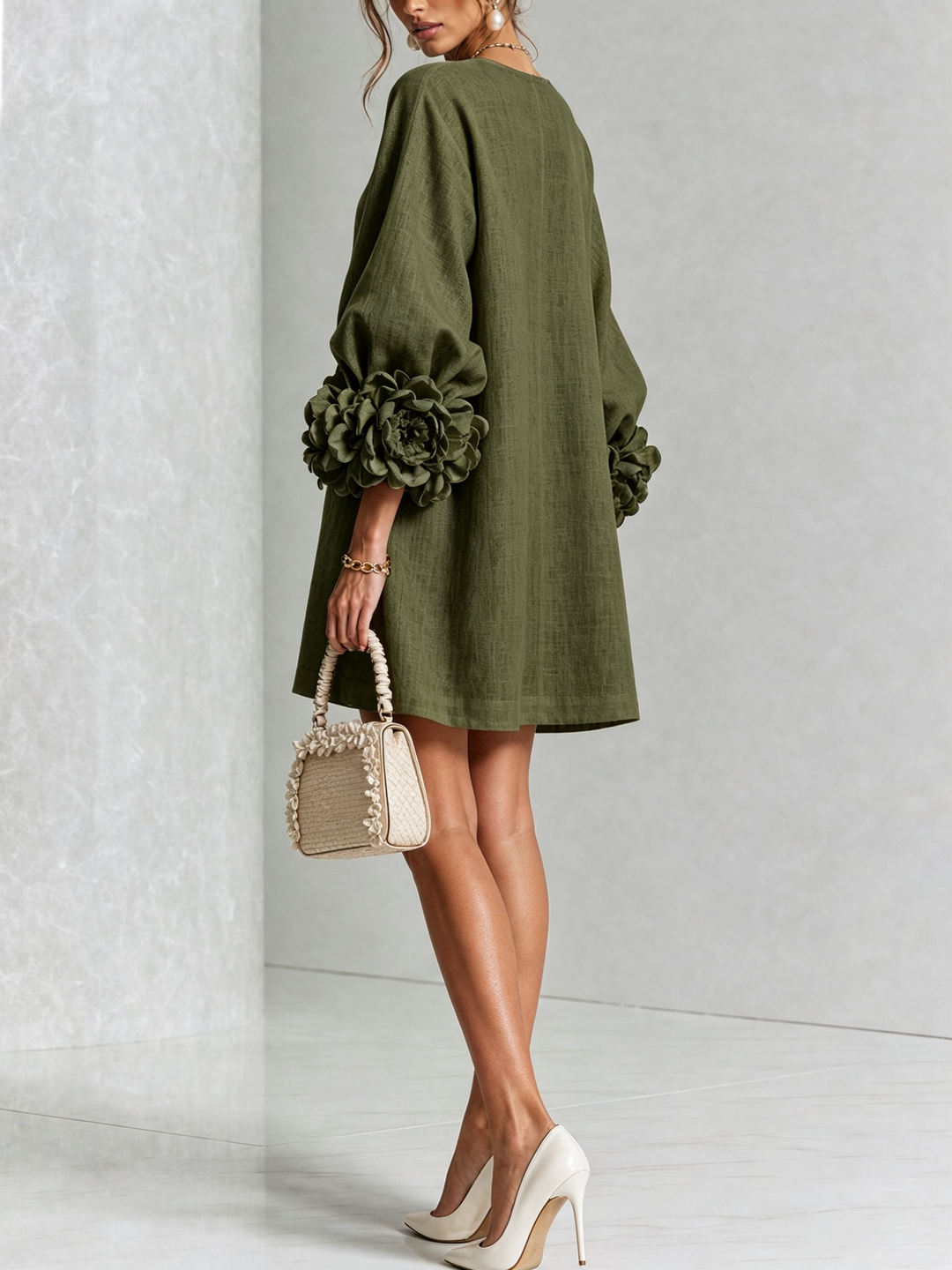 Boryana Colorful Mini Dress with Eye-Catching Ruffled Cuffs