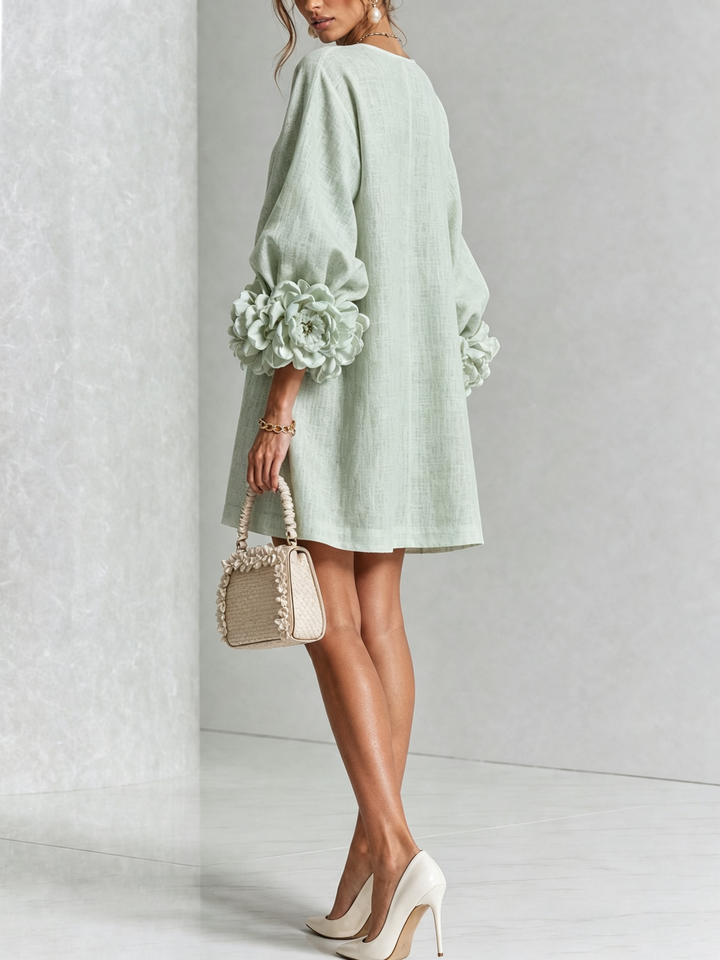 Boryana Colorful Mini Dress with Eye-Catching Ruffled Cuffs