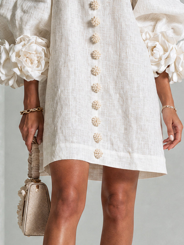 Boryana Colorful Mini Dress with Eye-Catching Ruffled Cuffs