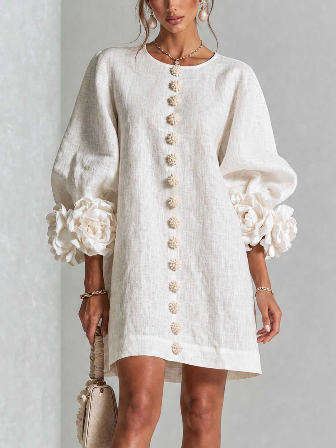 Boryana Colorful Mini Dress with Eye-Catching Ruffled Cuffs
